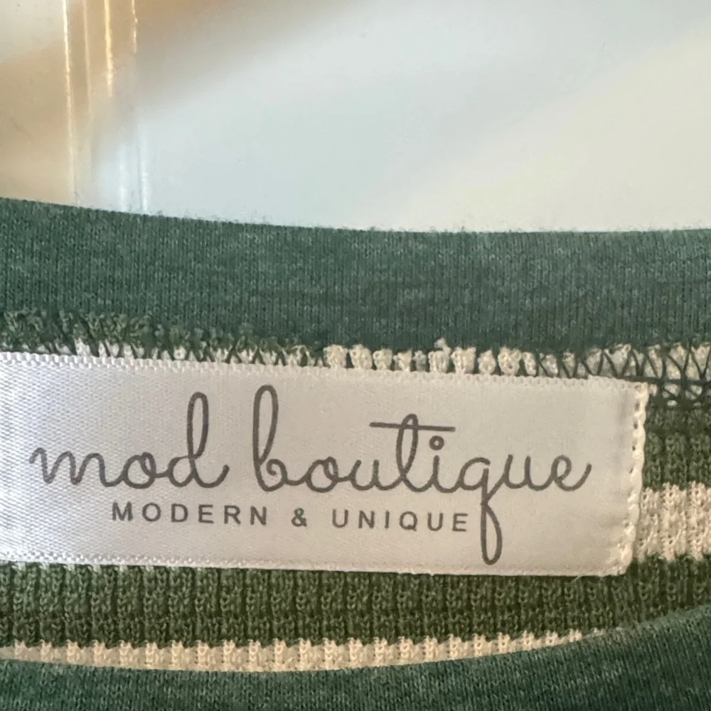 Striped Green and White Long Sleeve Tee by Mod Boutique